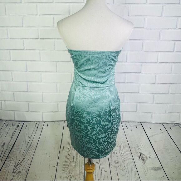 Method Mint Brocade Ruched Strapless Mini Dress - Size Medium - Picture 4 of 16